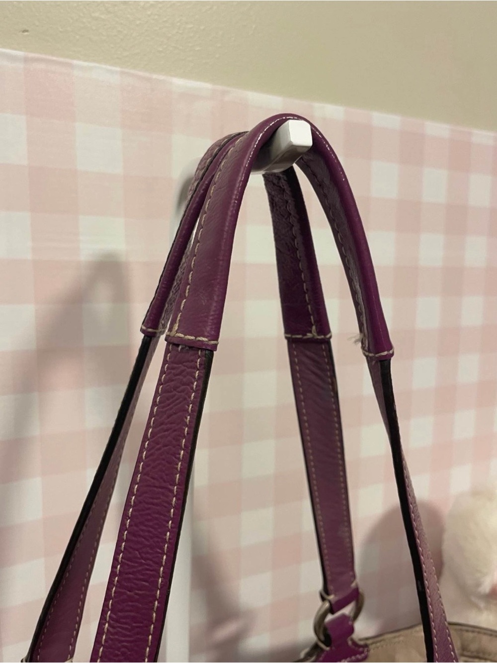 Vintage Coach Tote Bag in Purple and Taupe Signature Canvas - Picture 2 of 6